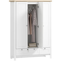 3 Door Armoire Wardrobe Closet with 2 Drawers, 69" Clothing Storage Cabinet with Lockable Large Drawer, Hanging Rod and Storage Shelves for Bedroom, W by Winston Porter