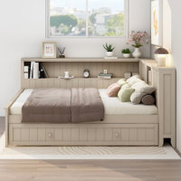 Full Size Wood Daybed with Storage Shelves and Trundle by Ophelia & Co.