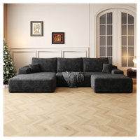 107"Cloud Sectional Sofa With 1 Ottoman,Modern Minimalist Upholstered Couches,Comfort U Shaped Sofa For Living Room,Deep Seat Corner Couch,No Assembly by Latitude Run