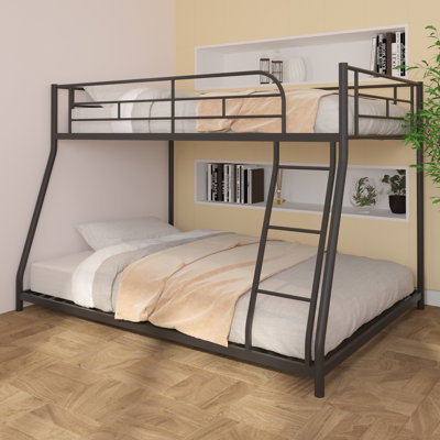 Twin over Full Bunk Bed, Heavy Duty Metal Frame, Noise Free Wood Slat Support, No Box Spring Needed, Low Profile Design with Guardrails, Easy Assembly by Ivy Bronx