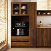 70.87" Tall Kitchen Pantry Cabinet with Glass Door,2 Drawers and Pull-Out Storage - Freestanding Microwave Stand by Ebern Designs