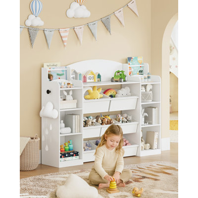 Kids Bookshelf, Toy Storage Organizer, Toy Shelf with 8 Storage Bins, 4-Tier Toddler Bookshelf by Harriet Bee