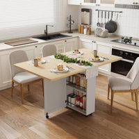 Folding Dining Table with Storage & Wheels, Space Saving Kitchen Table with Drawer for Small Spaces by Gracie Oaks