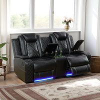 74" Breathing Leather Power Reclining Living Room Loveseat With Middle Console by Wrought Studio