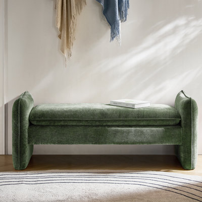 Arlesia 57.5"W Modern Chenille Fabric Easy Assembly Upholstered Bench by Latitude Run