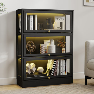 Display Cabinet With Acrylic Glass Doors,3-Tiers Curio Cabinet With LED Lighting For Collectibles, Collectibles Toy Organizers Rack & Display Shelf Di by Wrought Studio
