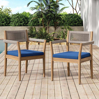 Acacia Wood Outdoor Dining Chairs by George Oliver