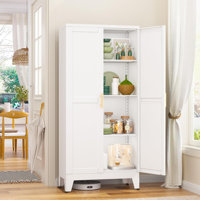 Metal Pantry Cabinet, Kitchen Pantry Storage Cabinets with 2 Door and 3 Adjustable Shelves, White Kitchen Pantry Cabinet, Freestanding Cupboard for Di by Winston Porter