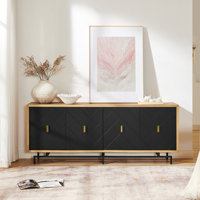 Modern Wooden Storage TV Stand With Geometric Accents by George Oliver