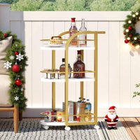 3-tier Bar Cart Rolling Serving Cart With Fence by Mercer41