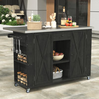 Kitchen Island with Stainless Steel Top + Bottle Opener by Gracie Oaks