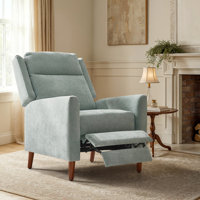 Adana Mid-century Modern Upholstered Push Back Recliner with Solid Wood Legs