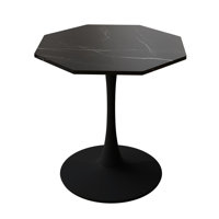 Modern Octagonal Coffee Table with Printed Top and Metal Base, Perfect for Small Spaces and Gatherings by Wrought Studio