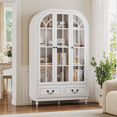 66.9" Tall Arched Cabinet With Doors---wooden Display Pantry Storage Cabinet For Kitchen,dining Room,living Room by Charlton Home
