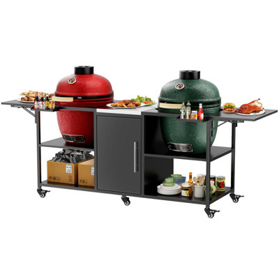 Outdoor Metal Grill Cart for Large Big Green Egg & Kamado Joe 18" by Hokku Designs
