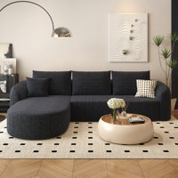 L Shaped Modern Modular Sectional Curved Sofa, Minimalist Style Comfy Cloud Couch for Living Room Apartment, No Assembly Required Boneless Couches by Ebern Designs