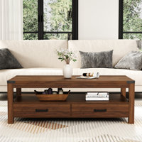 Rectangular Coffee Table With Two Storage Drawer And 2-tier Storage Shelves by Latitude Run