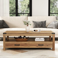 Rectangular Coffee Table With Two Storage Drawer And 2-tier Storage Shelves by Latitude Run