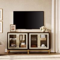Modern Leather-Textured Glass TV Stand For 70 Inch TV by Mercer41