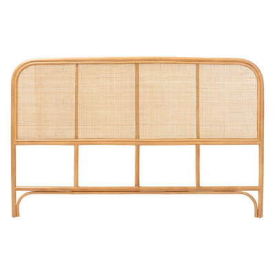 Bali & Pari Agota Natural Rattan Standalone Headboard - Handwoven Wicker Panel With Rounded Corners And Rattan Frame, Coastal Boho Style Bedroom Decor by Dakota Fields
