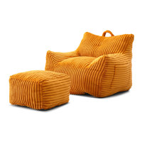 Plush Bean Bag Chair For Adults With Armrests And Footstool -- Comfy Beanbag Chaise Lounge Lazy Floor Sofa Chair For Living Room, Bedroom & Dorm, Cozy by Latitude Run