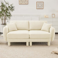 Boucle Fabric 2-Seat Sofa Including 2 Pillows by George Oliver