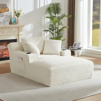 Oversized Chaise Lounge Chair with Chaise Extension, No Assembly Required by Latitude Run
