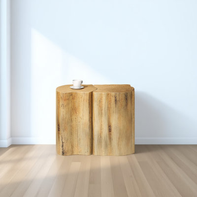 2-in-1 Irregular MGO End Table, Split Design, Small Space Friendly, Indoor Outdoor Use by 17 Stories