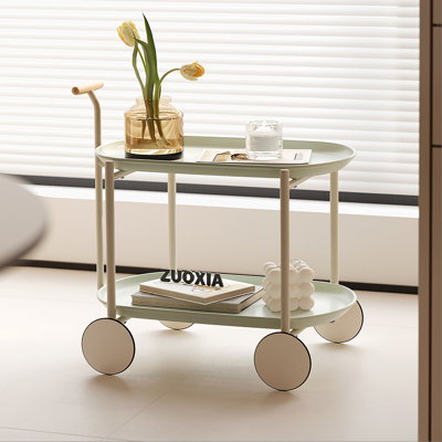 Moon storage cart (green) Nordic Internet celebrity mobile trolley kitchen simple double storage shelf living room sofa storage shelf by Winston Porter