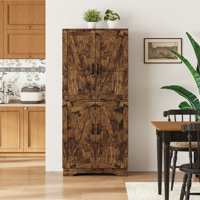 71"H Kitchen Pantry Storage Cabinet with Doors, Wood Large Food Pantry Cabinets with Wine Storage Grid & 6 Door Shelves, Modern Farmhouse Large Snack by Gracie Oaks
