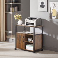 File Cabinet,Office Filing Cabinets With Socket And USB Charging Port,Printer Stand With Storage For A4, Letter Size,Metal Side Frame by Inbox Zero