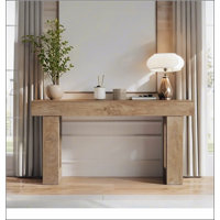 63" Long Farmhouse Console Table, Rectangular Sofa Table Behind Couch, Solid Wood Grain Entryway Hallway Table for Living Room, Dining Room by Ophelia & Co.