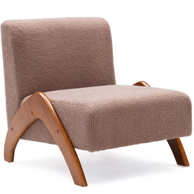 Upholstered Accent Chair with Wooden Legs by George Oliver