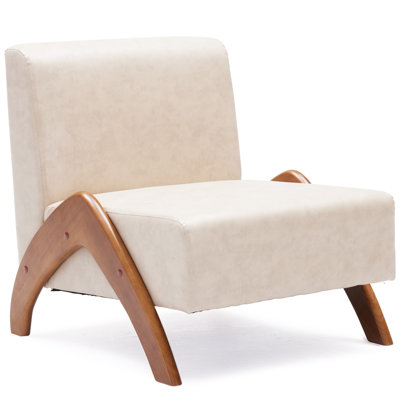 Upholstered Accent Chair with Wooden Legs by George Oliver