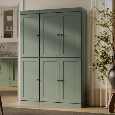 100% Solid Wood Pantry Cabinet with Shaker Doors, 2 Drawers, Adjustable Shelves, 48.5" Wide, 71.5" Tall by One Allium Way