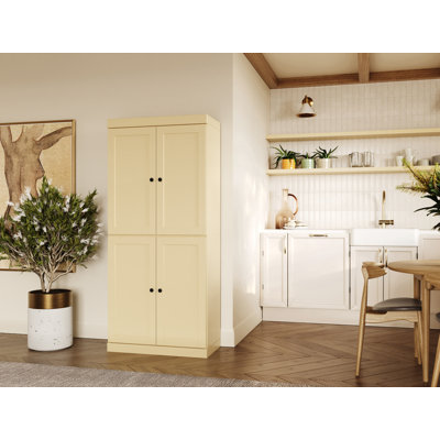100% Solid Wood Pantry Cabinet, Shaker Doors, Adjustable Shelves, 32" Wide, 71.5" Tall by Canora Grey