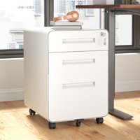 Fully Assembled 3-Drawer Mobile File Cabinet with Locking Drawers, Anti-Tip Design & Wheels for Home Office by Inbox Zero