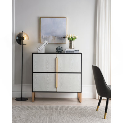 Four-Door Storage Cabinet, 42" Buffet Cabinet With Metal Base Handles, Sideboard Coffee Bar Cabinet With 4 Doors For Kitchen, Dining Room, Living Room by George Oliver