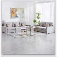 Nolan 95.5" Beige Linen Fabric Sofa and Loveseat Living Room Set by Red Barrel Studio