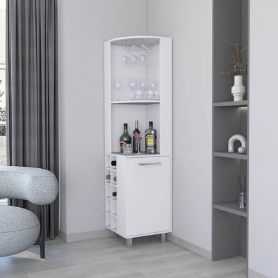 Wengue Corner Bar Cabinet With Glass Holder And Wine Rack by Latitude Run