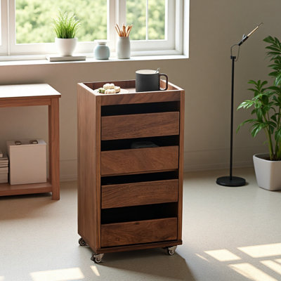 Simple Solid Wood Walnut Filing Cabinets by Inbox Zero