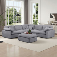Aldora U Shape 6 Piece Sectional Sofa Cloud Couch With Removable Ottoman by Latitude Run