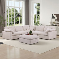 Aldora U Shape 6 Piece Sectional Sofa Cloud Couch With Removable Ottoman by Latitude Run