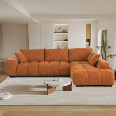 120" Modern Cloud Sectional Sofa With Tufted Details, Chaise Lounge, And Wide Arms by Latitude Run