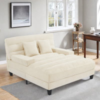 Modern Chenille Upholstered Chaise Lounge With Adjustable Backrest And Led Light Strip by Ivy Bronx