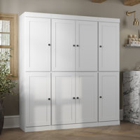 100% Solid Wood Pantry Cabinet, Shaker Doors, 2 Drawers, Adjustable Shelves, 65" Wide, 71.5" Tall by Hokku Designs