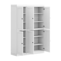 100% Solid Wood Pantry Cabinet with Shaker Doors, Adjustable Shelves, 48.5" Wide, 71.5" Tall by Hokku Designs