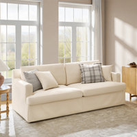 Charter Isadoro 84"W Farmhouse Fully Assembled Square Arm Slipcovered Sofa With Down Blend Fill by Birch Lane