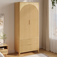 2 Doors Armoire Wardrobe With Two Large Drawers And Hanging Rod by George Oliver