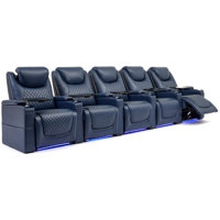 Home Theater Seating Seats, Theater Recliner Chair Sofa Game Movie Theater Chairs With 7 Colors Ambient Lighting, Lumbar Pillow, Side Pocket, Tray Tab by Brayden Studio